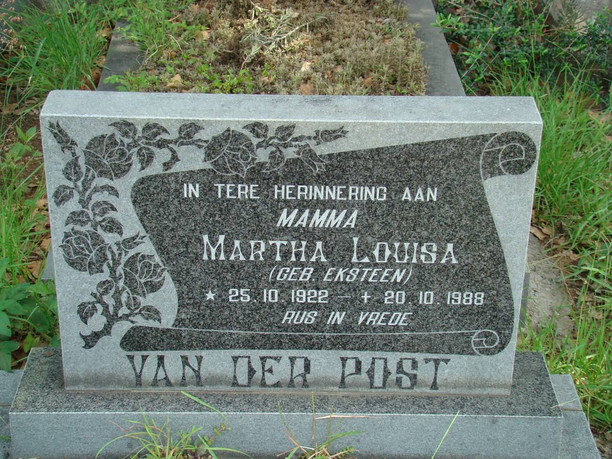 POST Martha Louisa, van der nee EKSTEEN 1922-1988