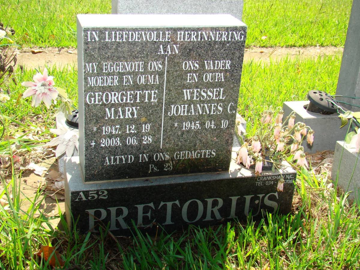 PRETORIUS Wessel Johannes C. 1945- &amp; Georgette Mary 1947-2003