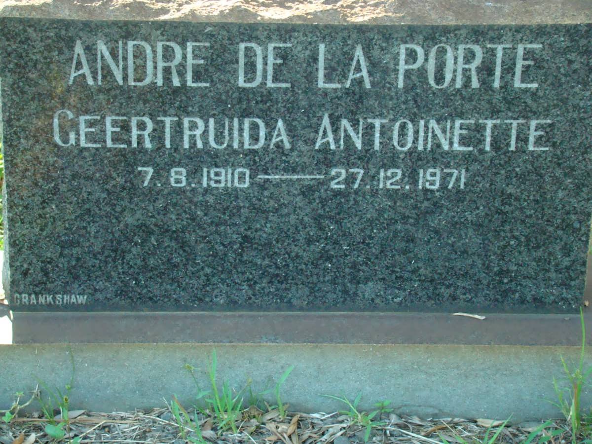 PORTE Geertruida Antoinette, Andre de la 1910-1971