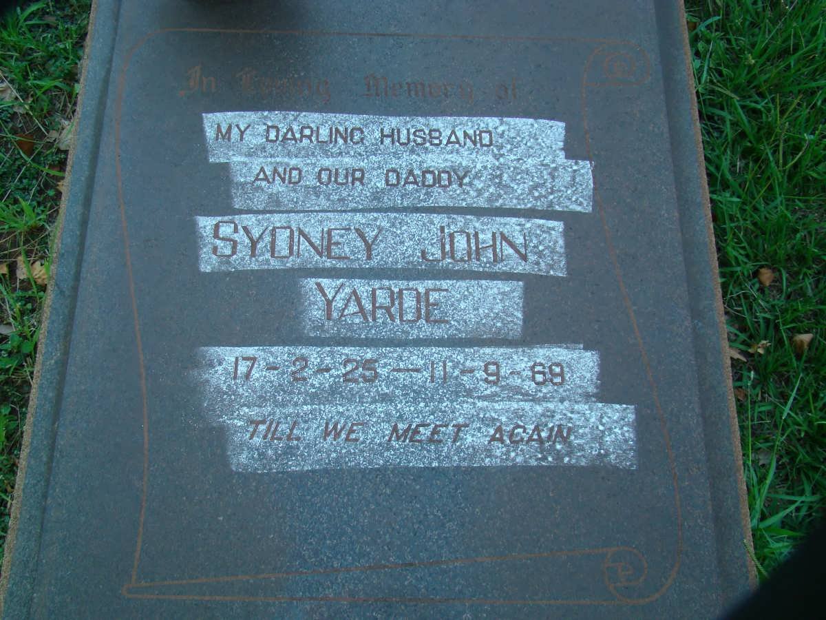 YARDE Sydney John 1925-1969
