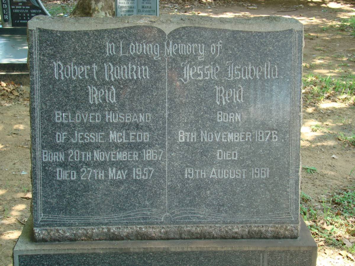 REID Robert Rankin 1867-1957 &amp; Jessie Isabella McLEOD 1876-1961