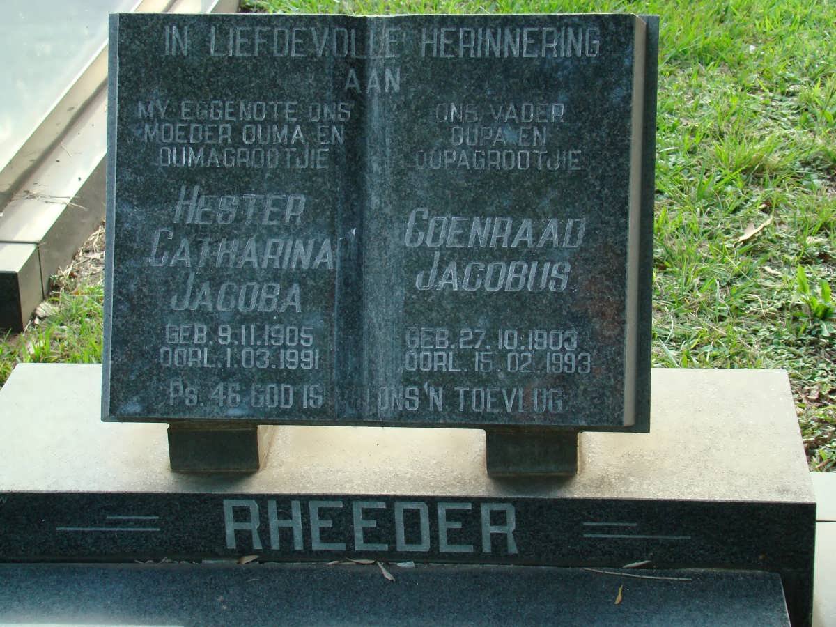 RHEEDER Coenraad Jacobus 1903-1993 &amp; Hester Catharina Jacoba 1905-1991