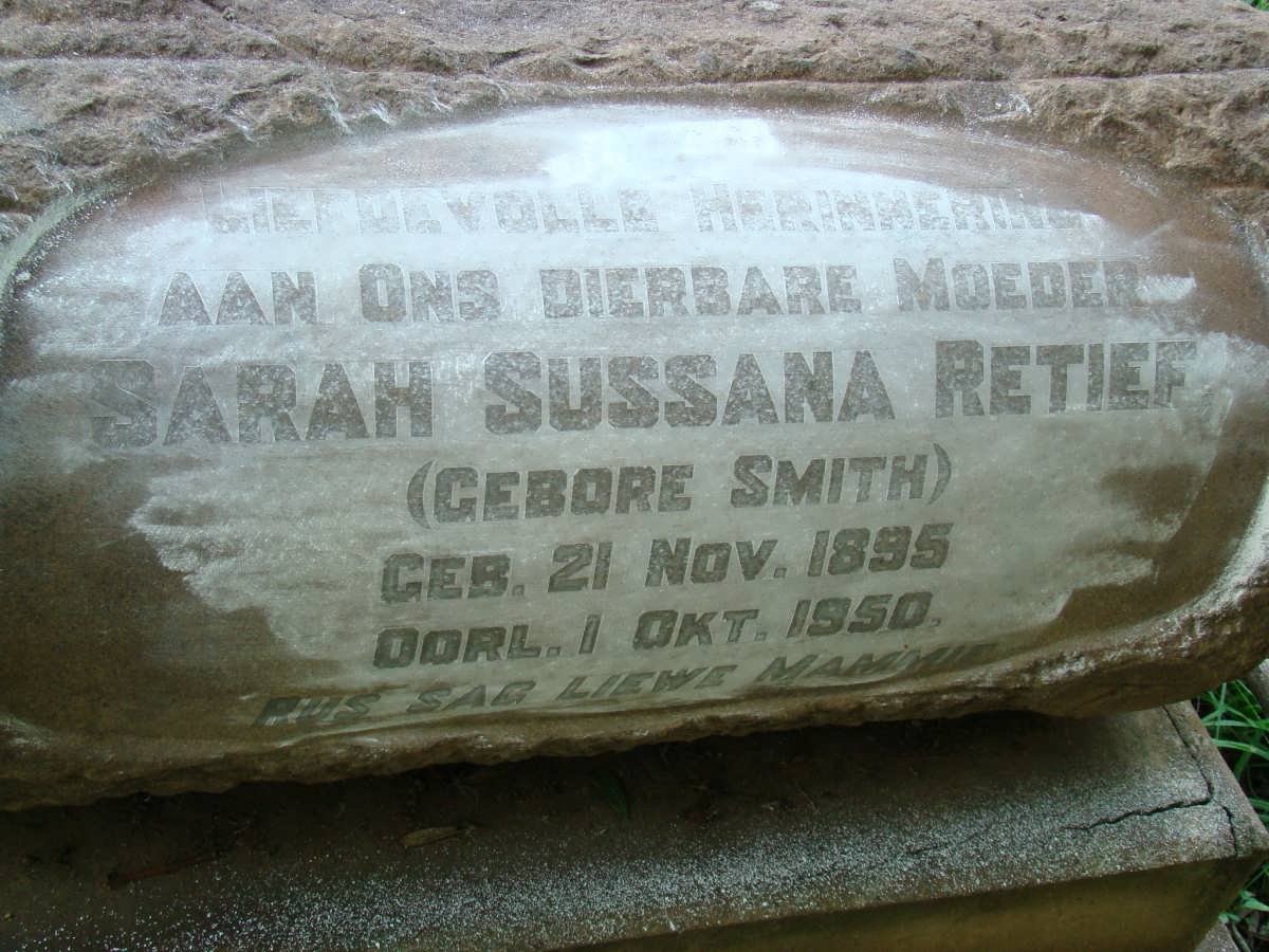 RETIEF Sarah Sussana nee SMITH 1895-1950