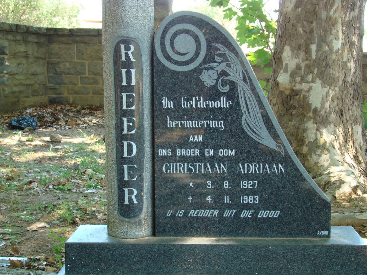 RHEEDER Christiaan Adriaan 1927-1983