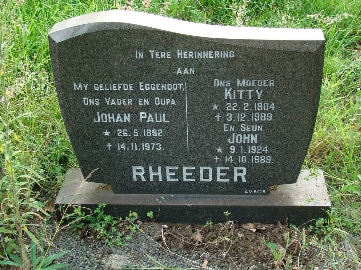 RHEEDER Johan Paul 1892-1973 &amp; Kitty 1904-1989 :: RHEEDER John 1924-1989