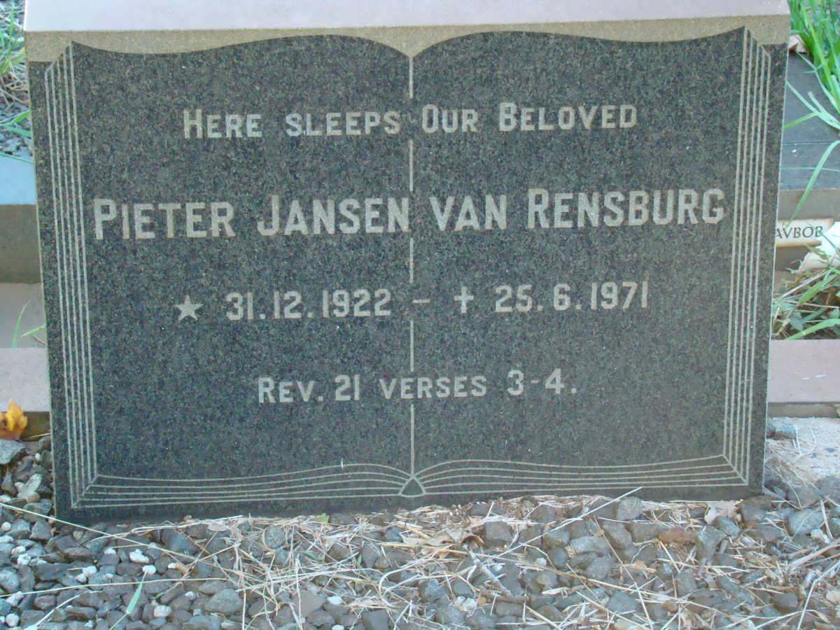 RENSBURG Pieter, Jansen van 1922-1971