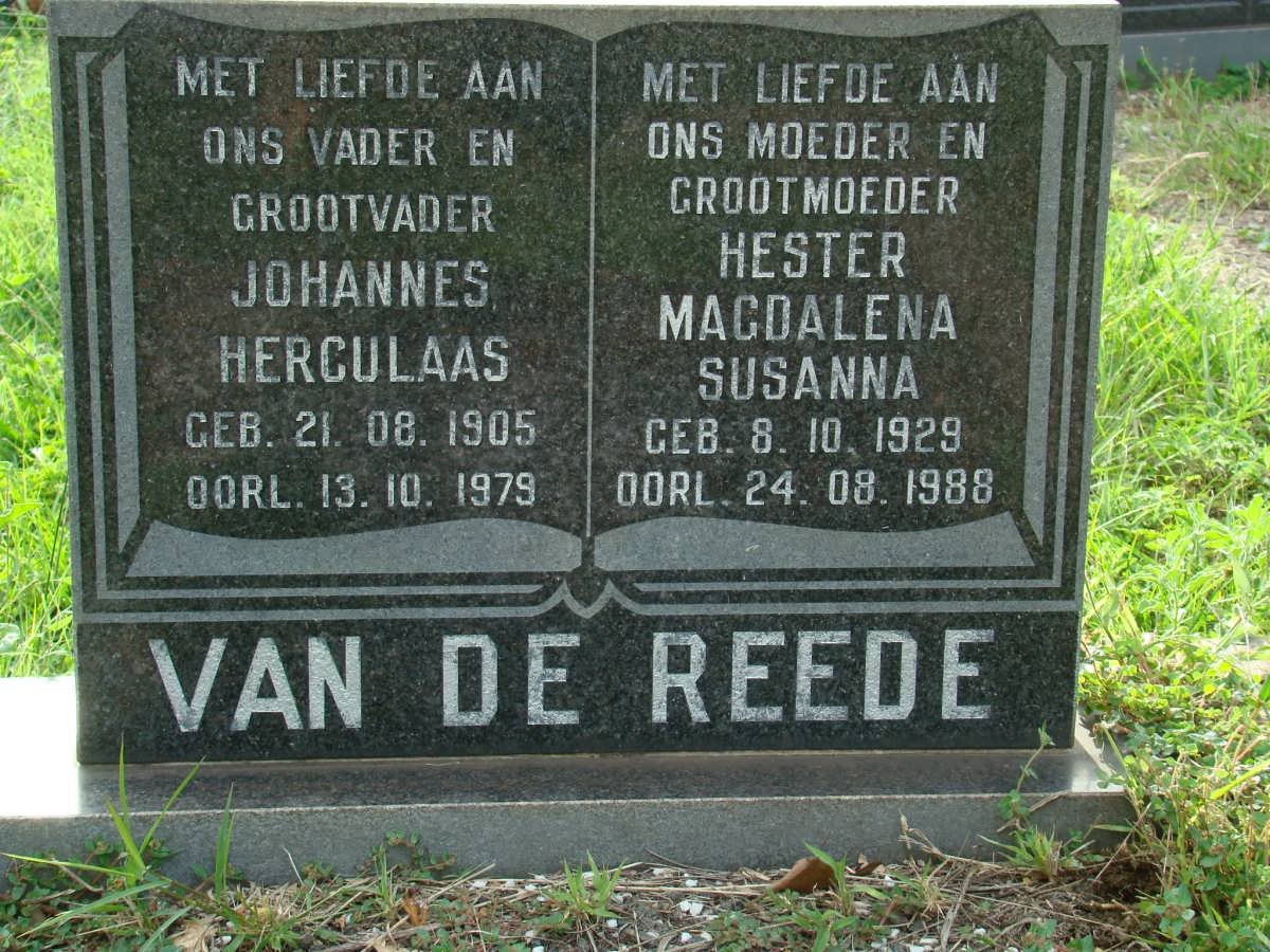 REEDE Johannes Herculaas, van de 1905-1979 &amp; Hester Magdalena Susanna 1929-1988