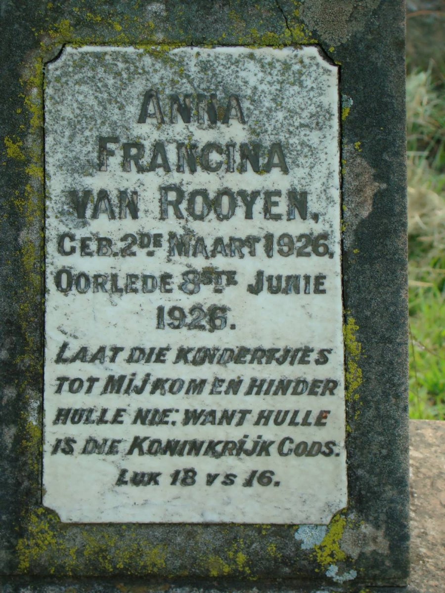 ROOYEN Anna Francina, van 1926-1926