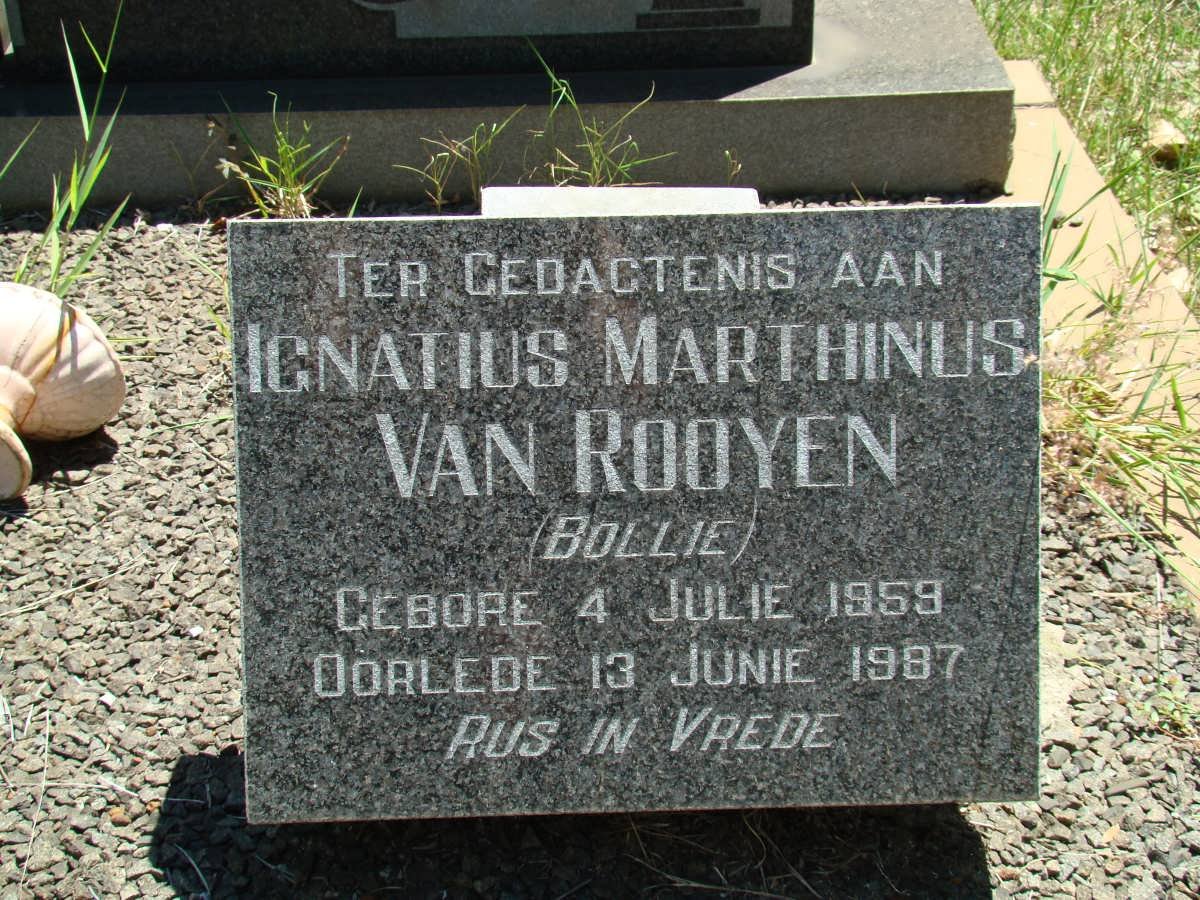 ROOYEN Ignatius Marthinus, van 1959-1987