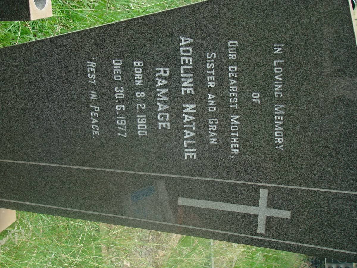 RAMAGE Adeline Natalie 1900-1977