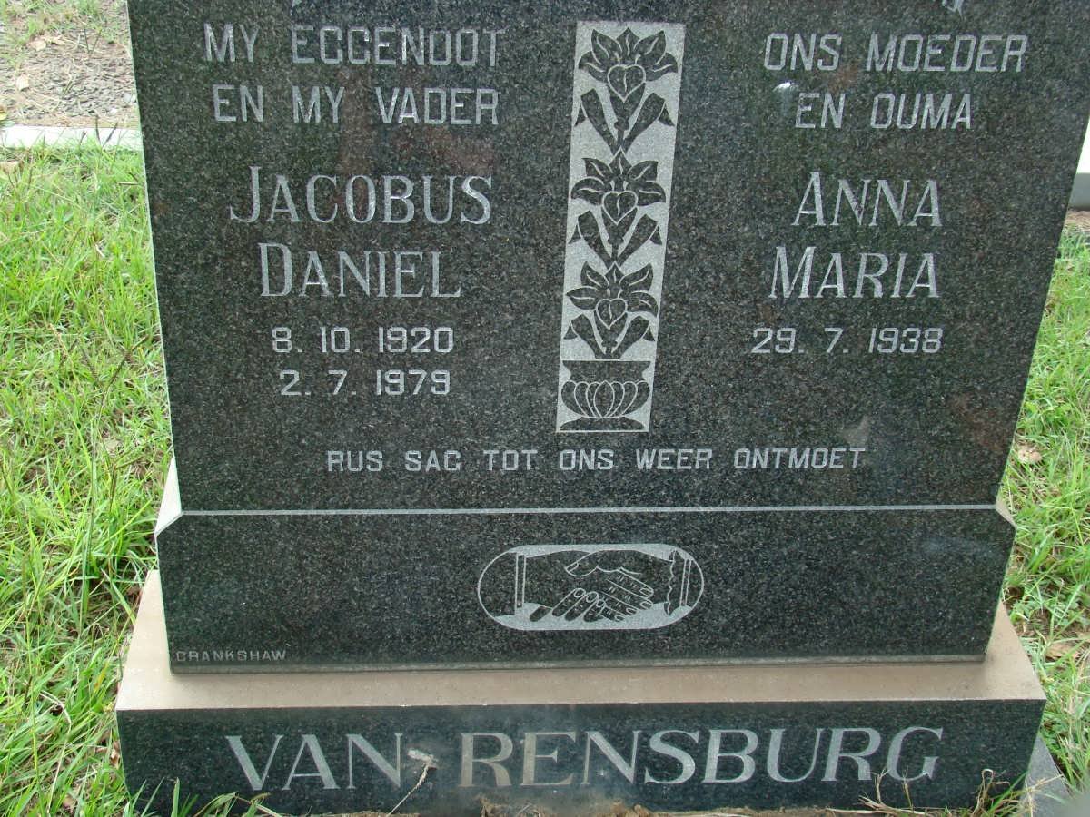RENSBURG Jacobus Daniel, van 1920-1979 &amp; Anna Maria 1938-