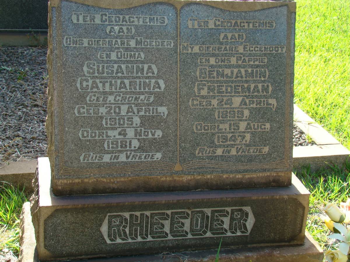 RHEEDER Benjamin Fredman 1899-1947 &amp; Susanna Catharina CRONJE 1905-1981