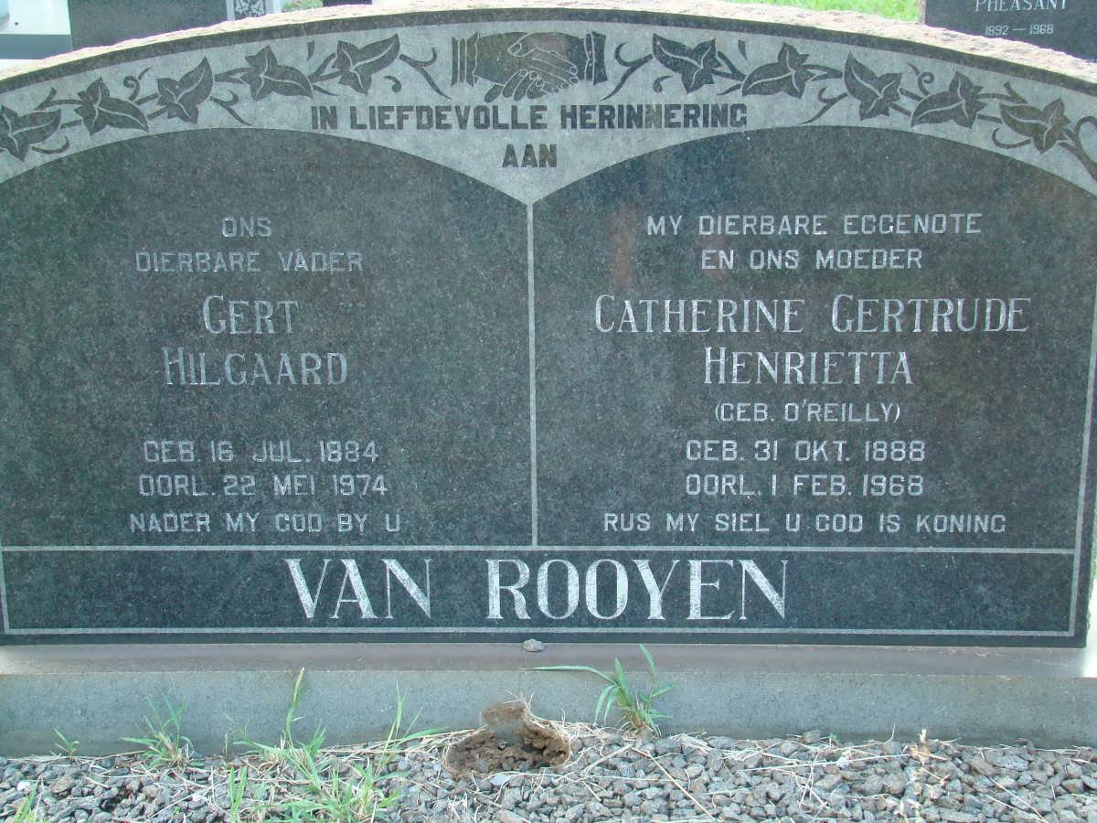 ROOYEN Gert Hilgaard, van 1884-1974 &amp; Catherine Gertrude Henrietta O'REILLY 1888-1968