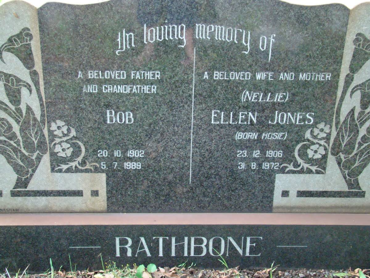 RATHBONE Bob 1902-1989 &amp; Ellen Jones HOSIE 1906-1972