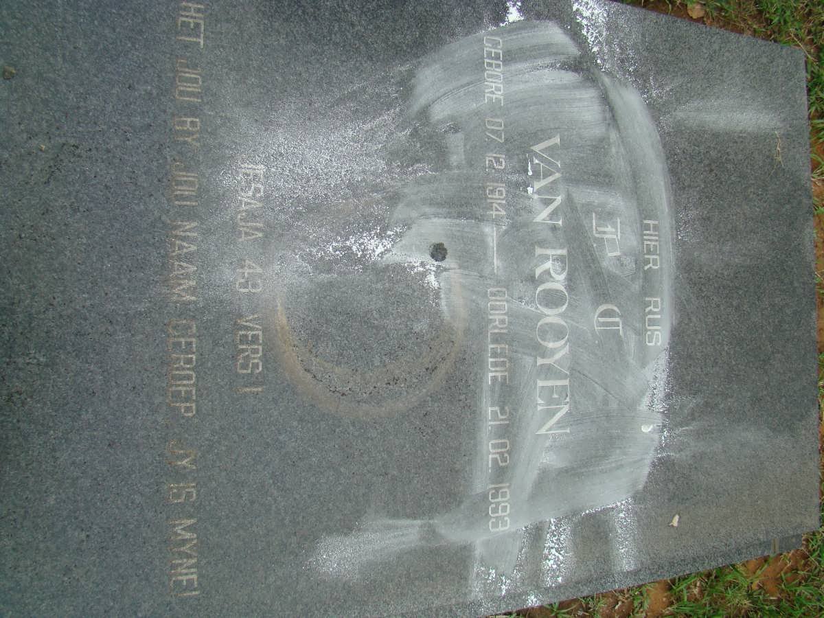 ROOYEN P.C., van 1914-1993