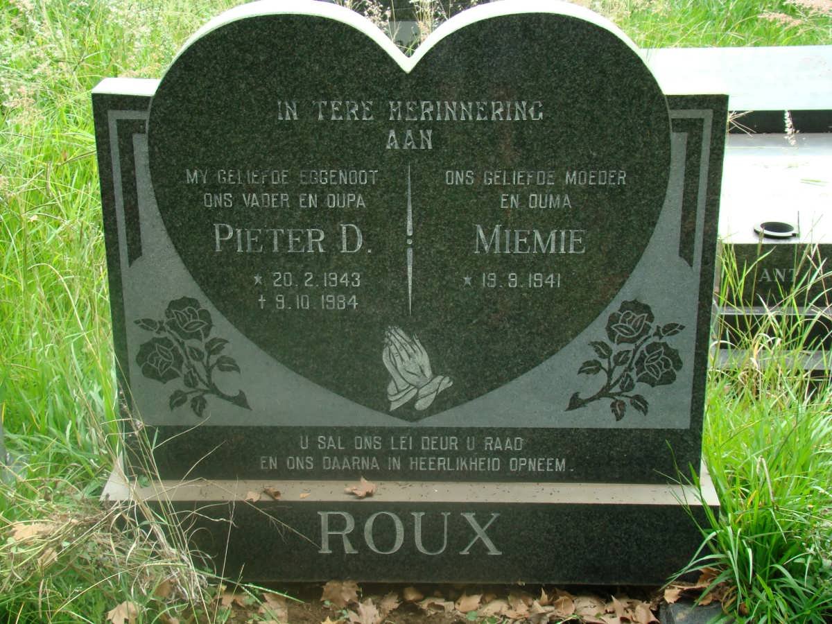 ROUX Pieter D. 1943-1984 &amp; Miemie 1941-