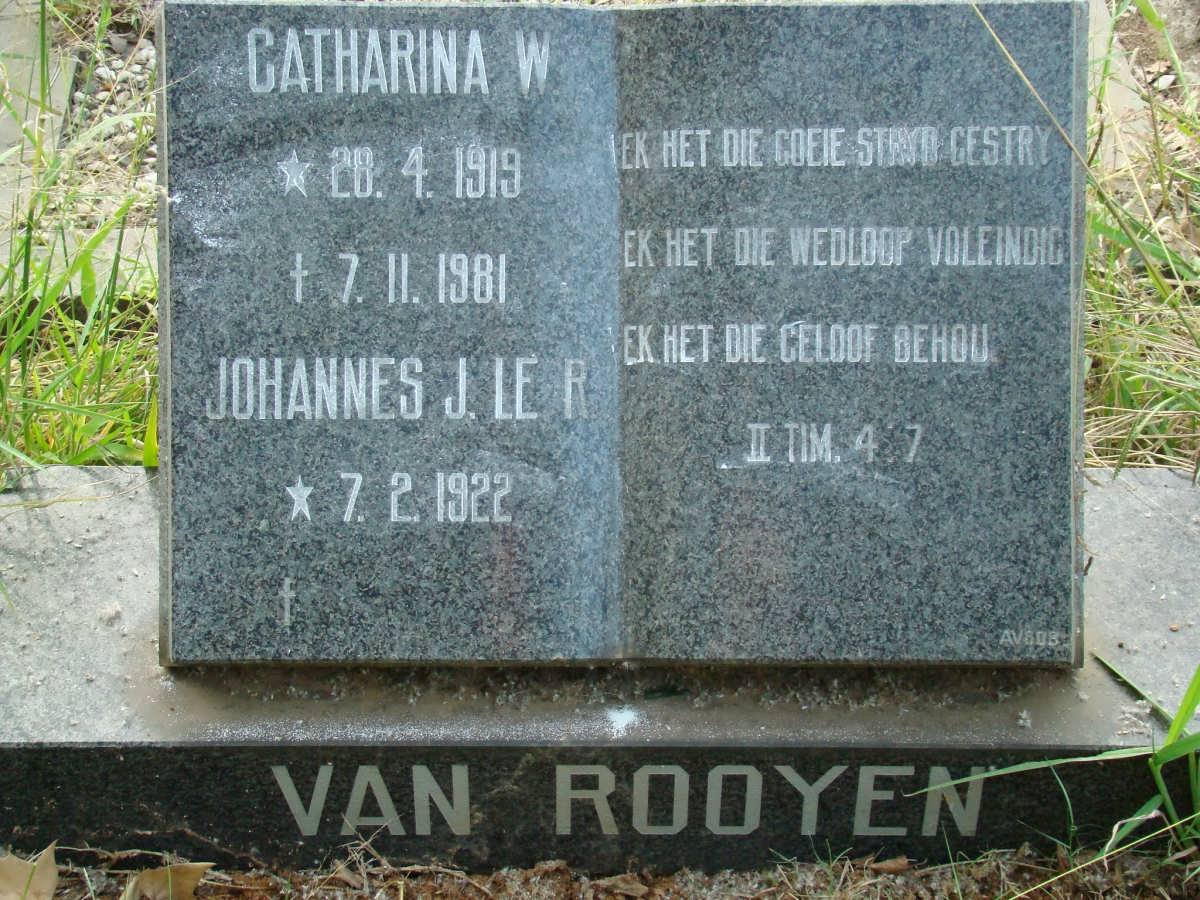 ROOYEN Johannes J. Le R, van 1922-  &amp; Catharina W. 1919-1981