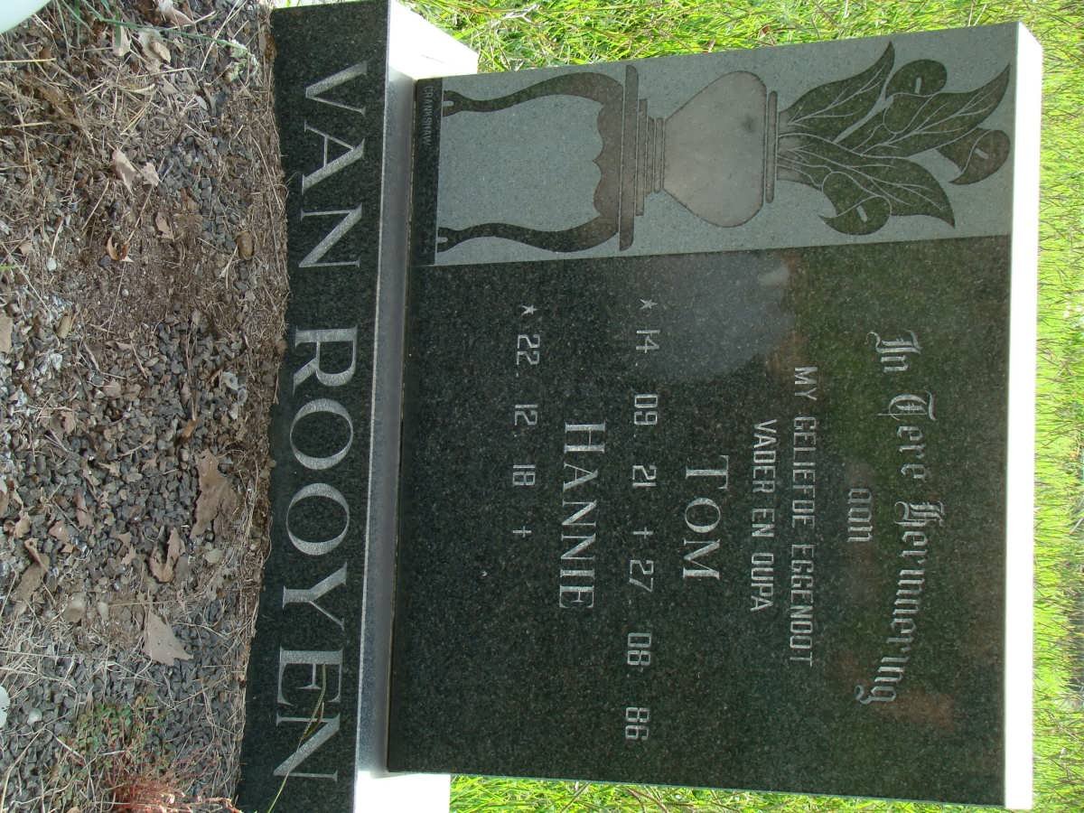 ROOYEN Tom, van 1921-1986 &amp; Hannie 1918-