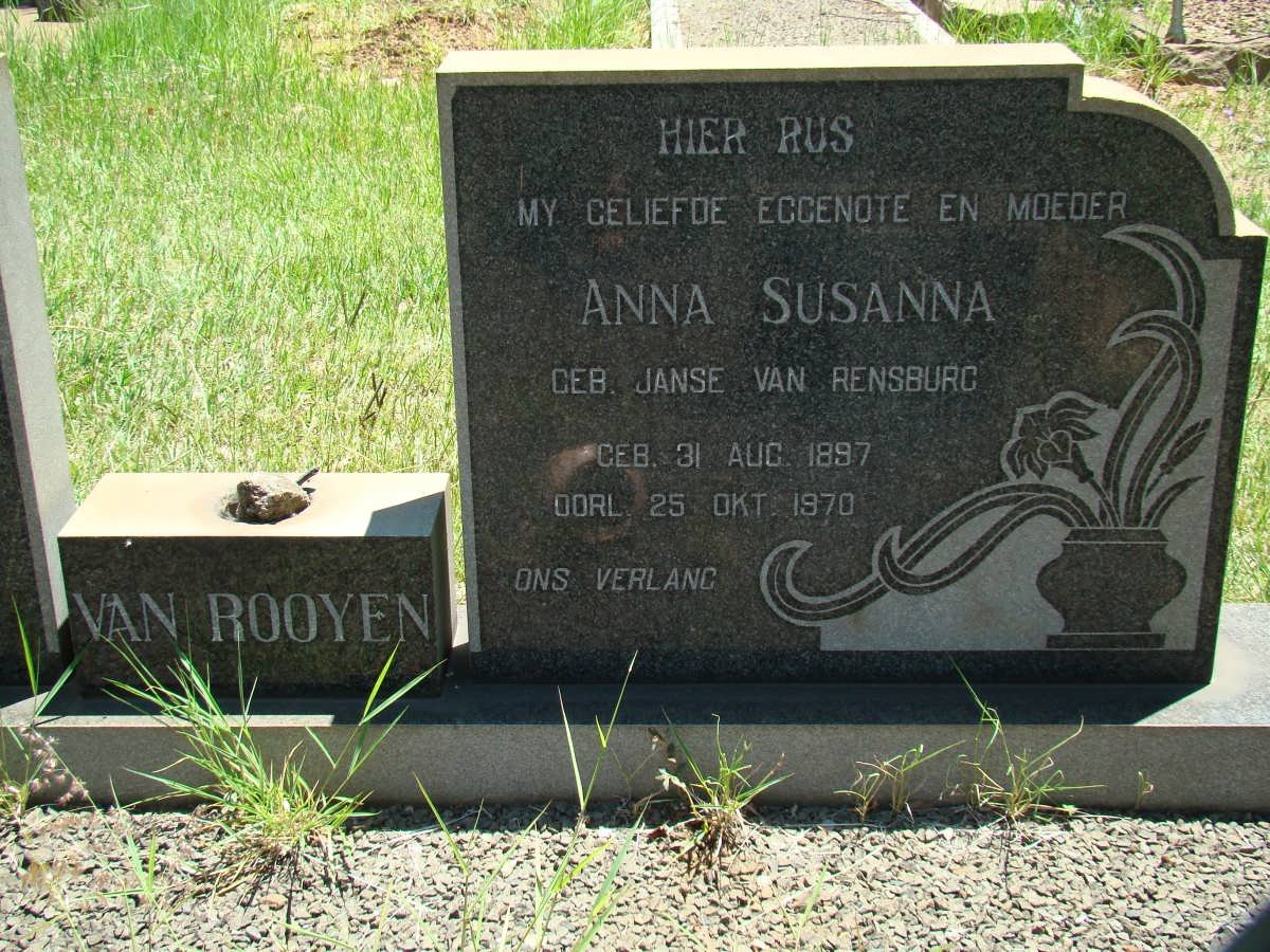 ROOYEN Anna Susanna nee JANSE VAN RENSBURG 1897-1970