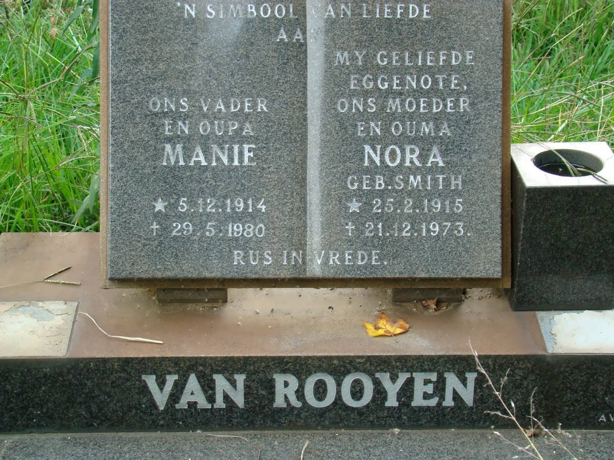 ROOYEN Manie, van 1914-1980 &amp; Nora SMITH 1915-1973
