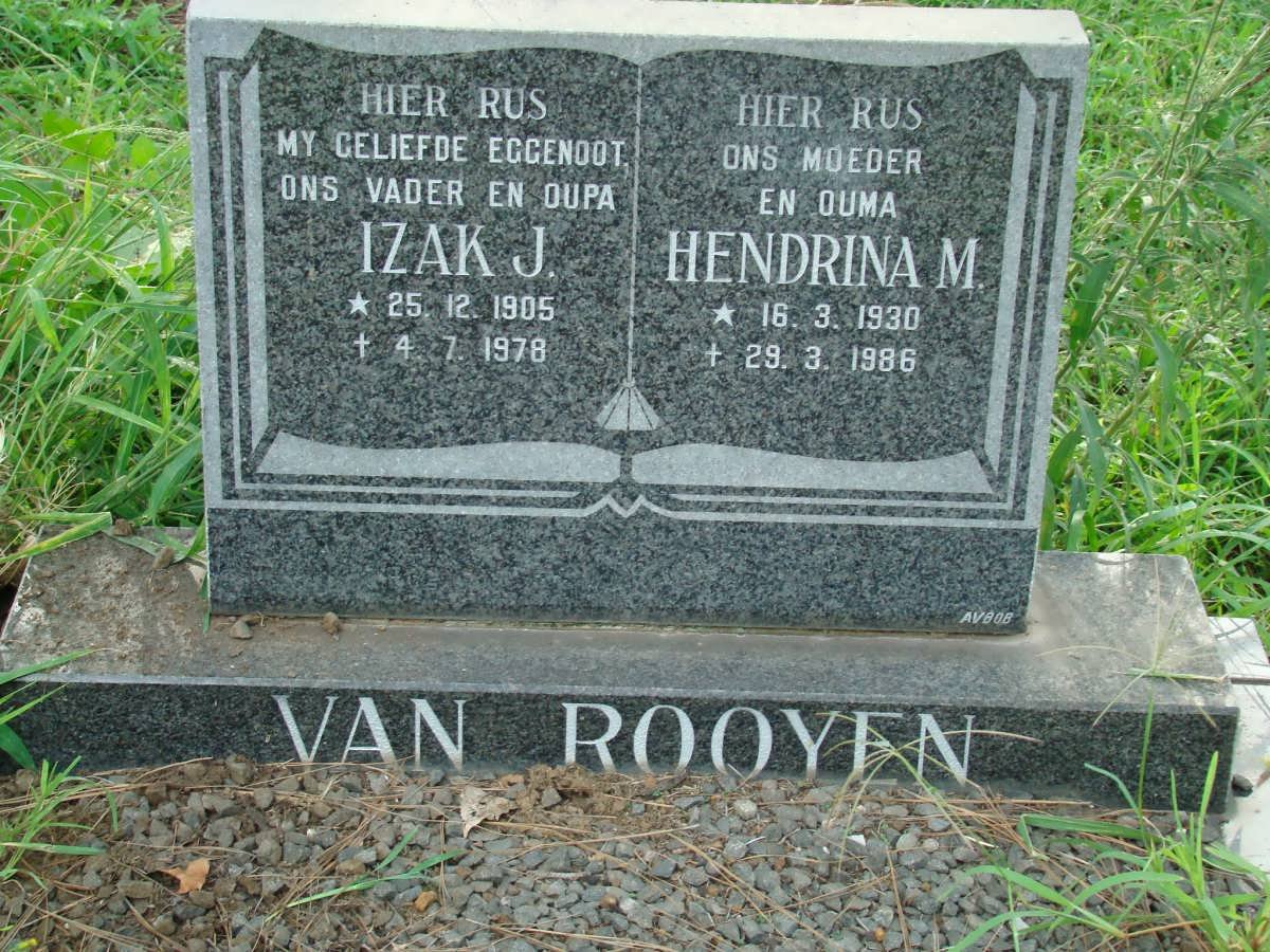 ROOYEN Izak J., van 1905-1978 &amp; Hendrina M. 1930-1986