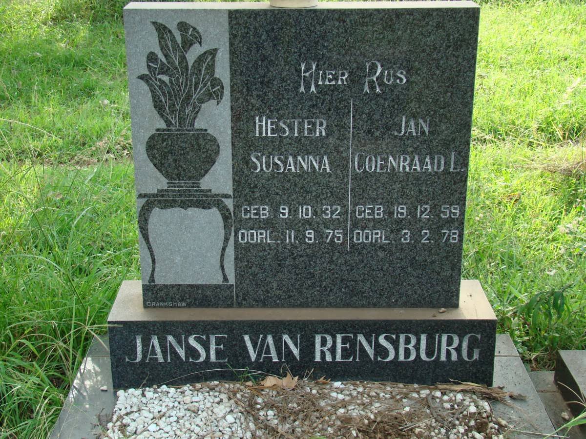 RENSBURG Jan Coenraad L., Janse van 1959-1978 :: JANSE VAN RENSBURG Hester Susanna 1932-1975