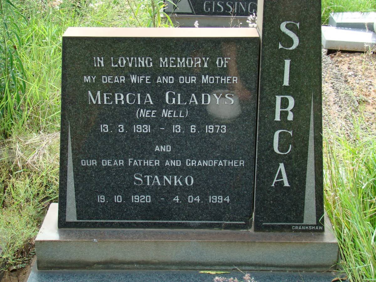 SIRCA Stanko 1920-1994 &amp; Mercia Gladys NELL 1931-1973