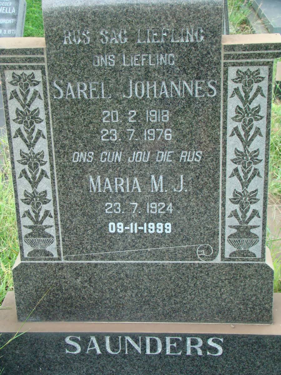 SAUNDERS Sarel Johannes 1918-1976 &amp; Maria M.J. 1924-1999