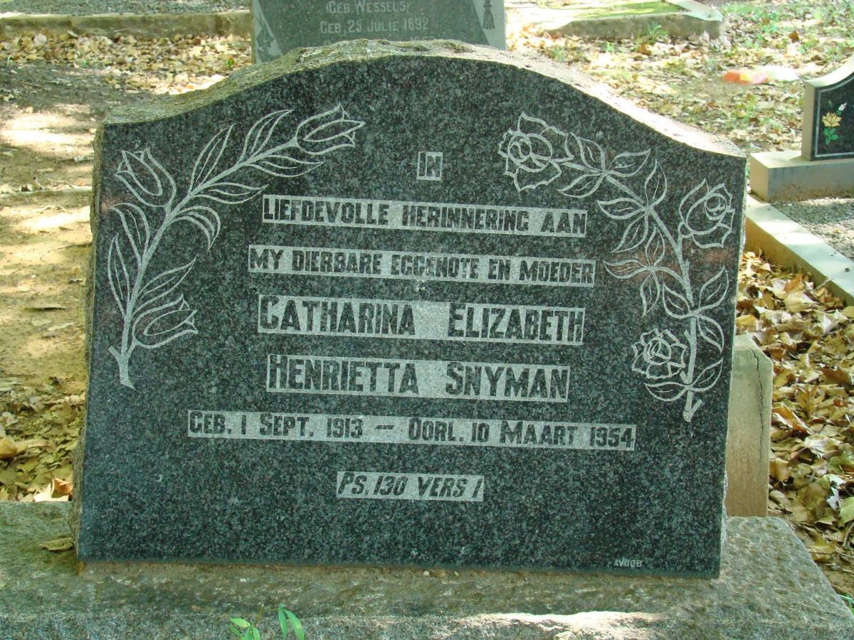 SNYMAN Catherina Elizabeth Henrietta 1913-1954
