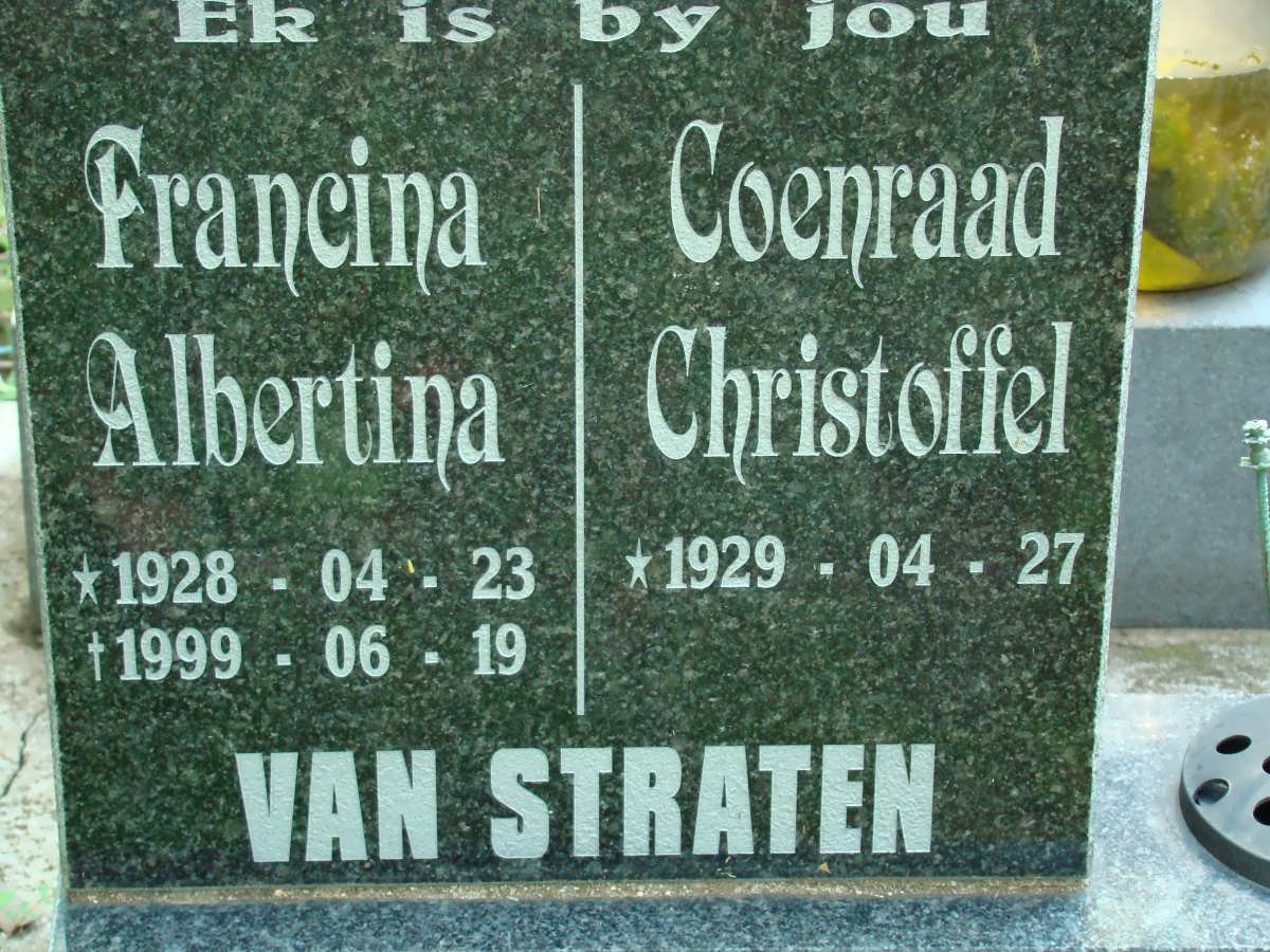 STRATEN Coenraad Christoffel, van &amp; Francina Albertina 1928-1999