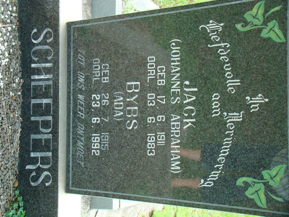 SCHEEPERS Johannes Abraham 1911-1983 &amp; Ada 1915-1992