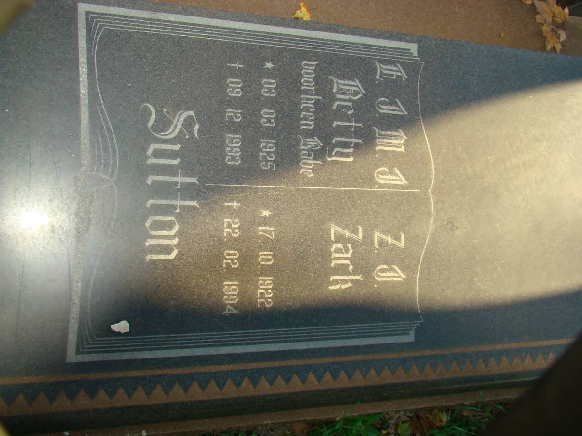 SUTTON Z.J. 1922-1994 &amp; E.J.M.J. RABE 1925-1993