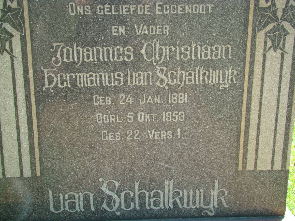 SCHALKWYK Johannes Christiaan Hermanus, van 1881-1953