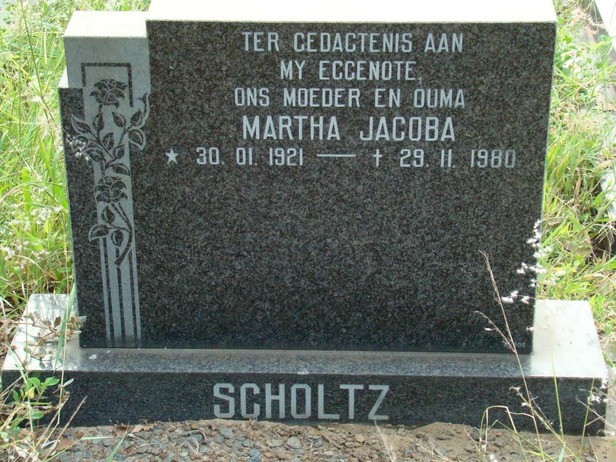 SCHOLTZ  Martha Jacoba 1921-1980