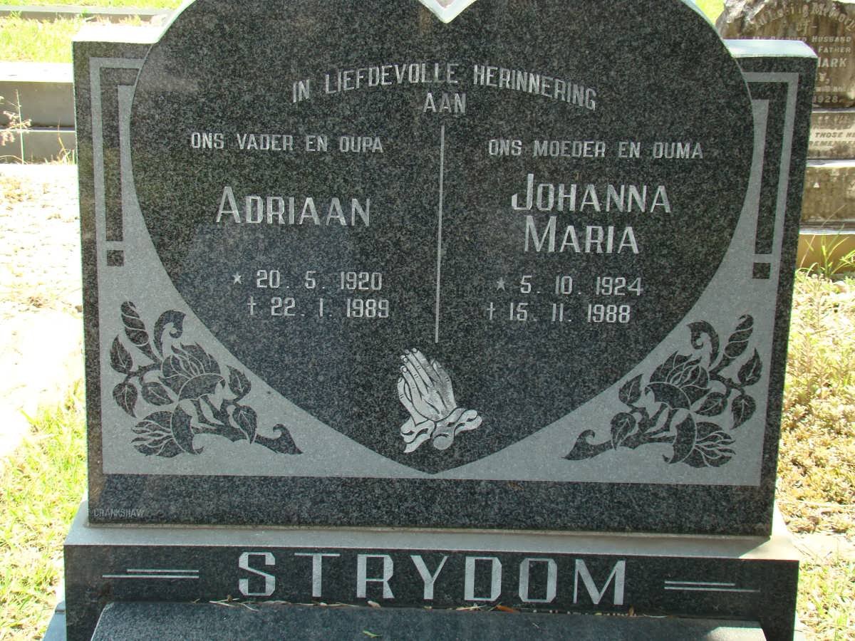 STRYDOM Adriaan 1920-1988 &amp; Johanna Maria 1924-1988