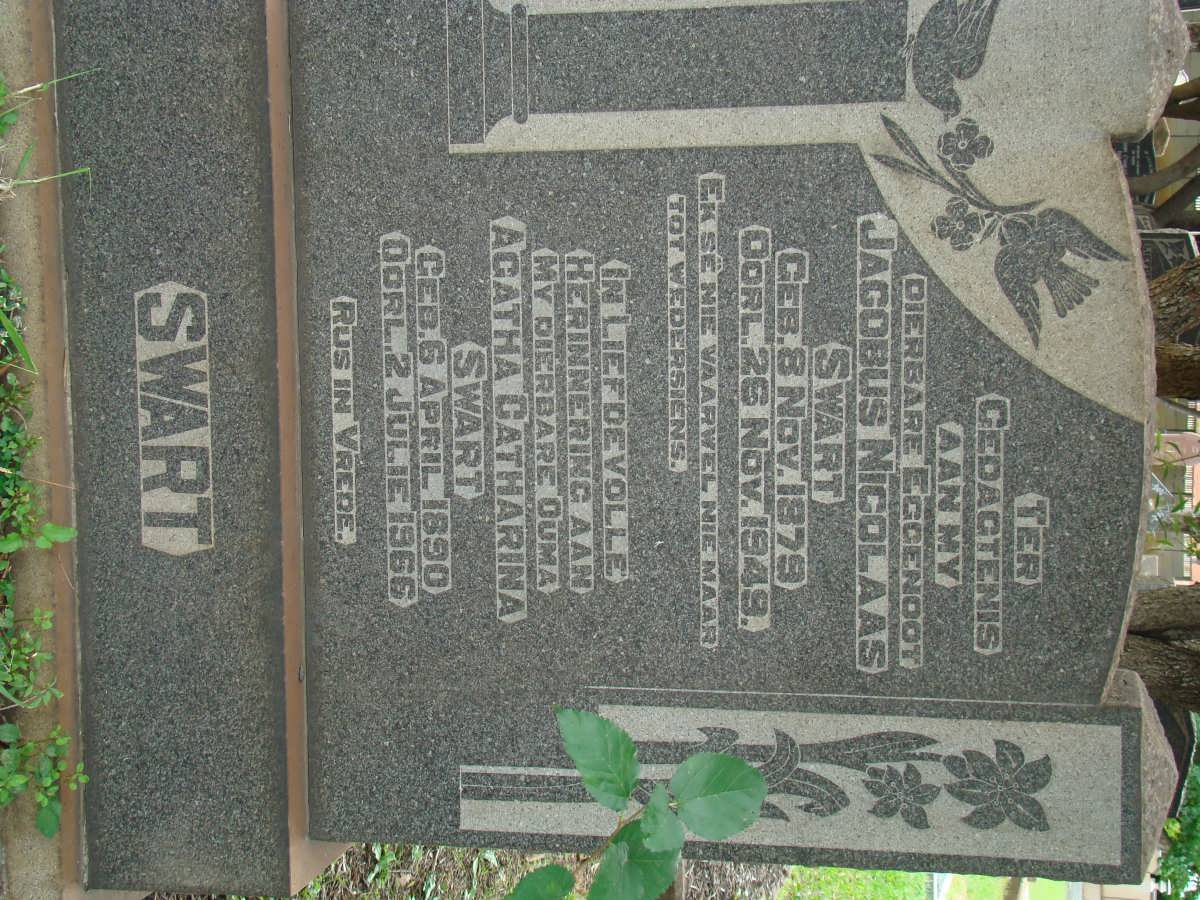 SWART Jacobus Nicolaas 1879-1949 &amp; Agatha Catharina 1890-1966