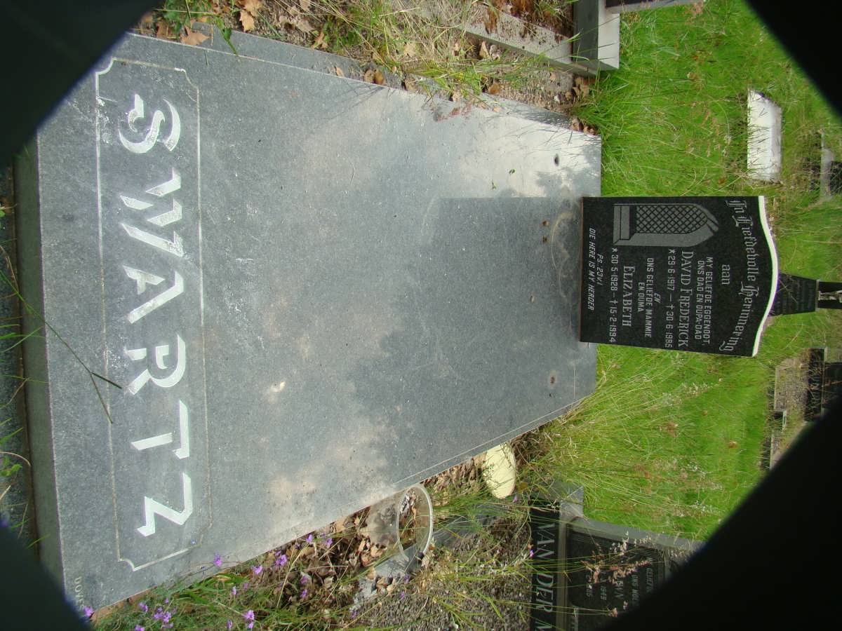 SWART David Frederick 1917-1985 &amp; Elizabeth 1928-1994