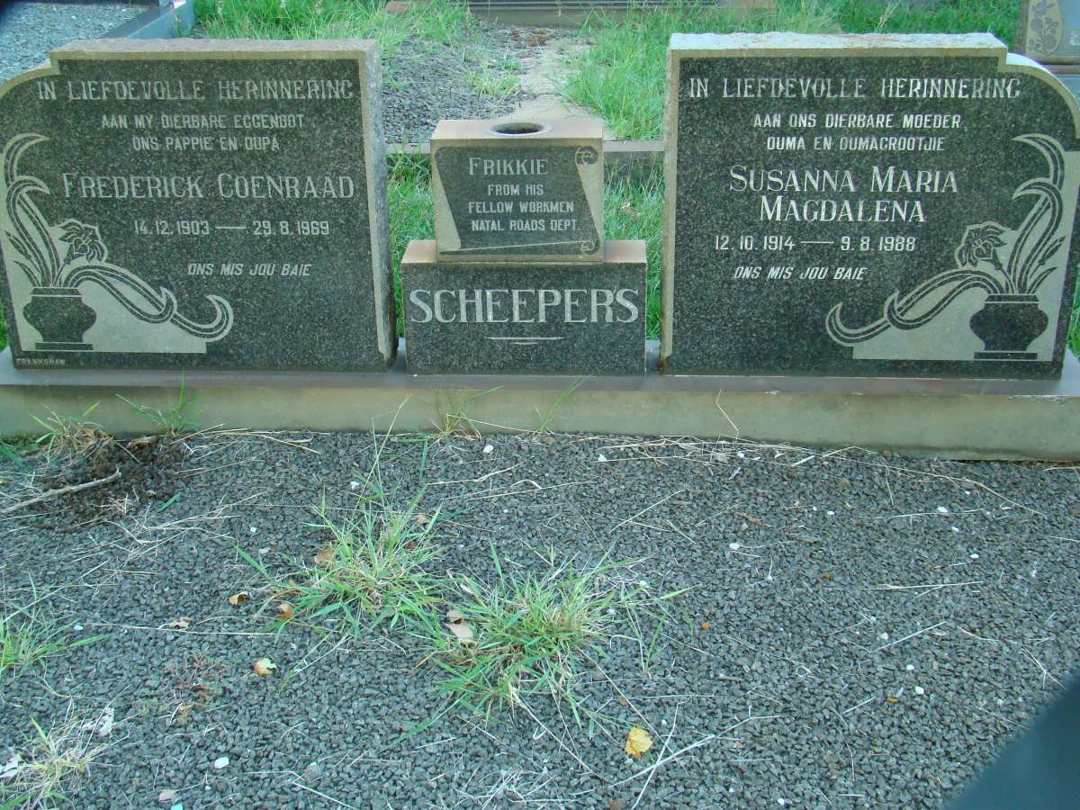 SCHEEPERS Frederick Coenraad 1903-1969 &amp; Susanna Maria Magdalena 1914-1988