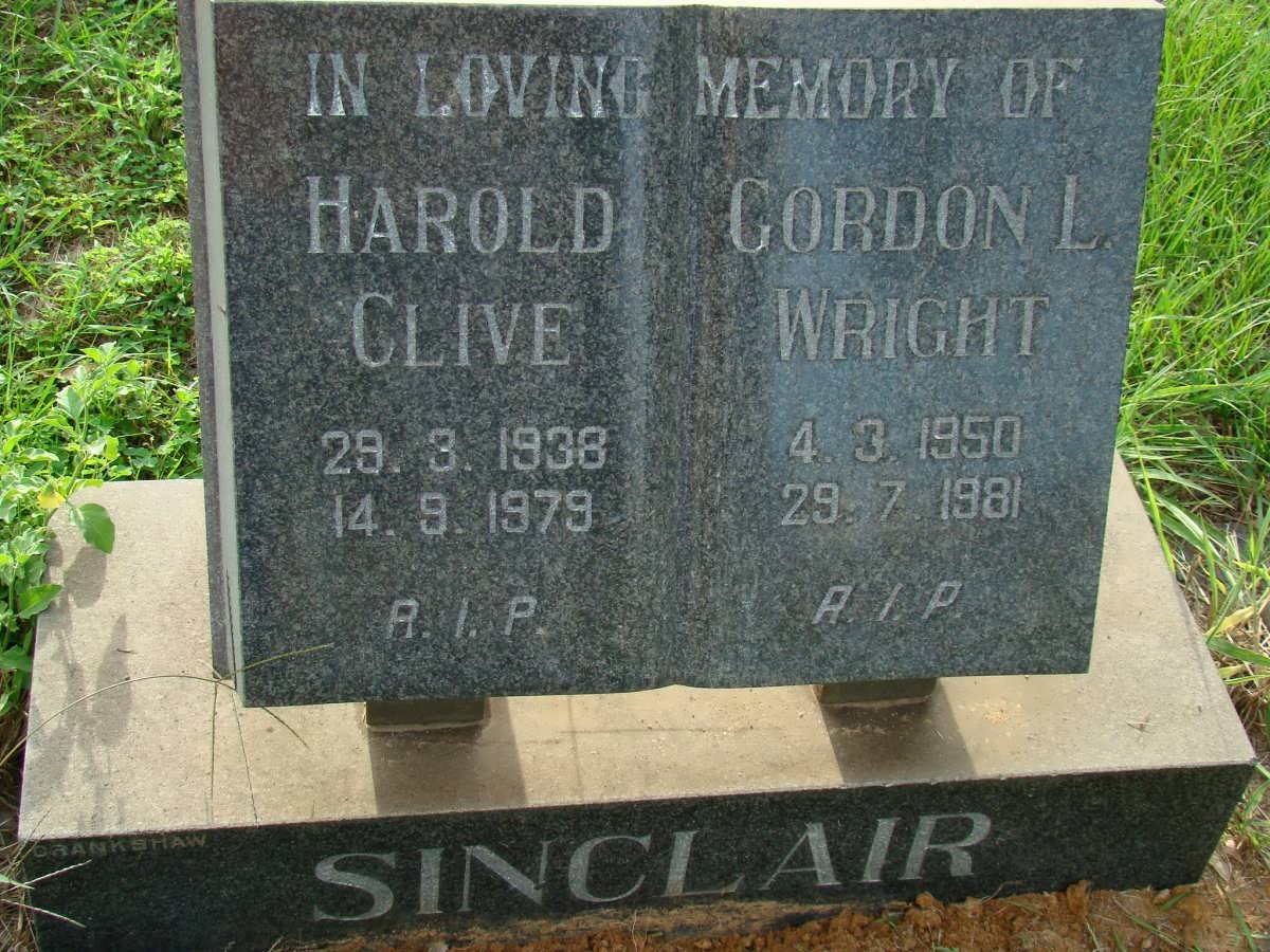 SINCLAIR Harold Clive 1938-1979 :: SINCLAIR Gordon L. Wright 1950-1981