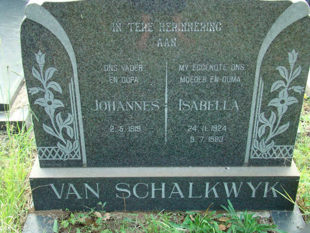 SCHALKWYK Johannes, van 1919-  &amp; Isabella 1924-1983