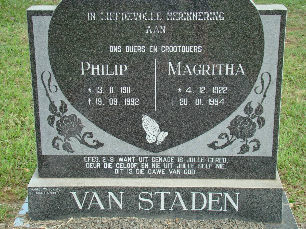STADEN Philip, van 1911-1992 &amp; Margritha 1922-1994