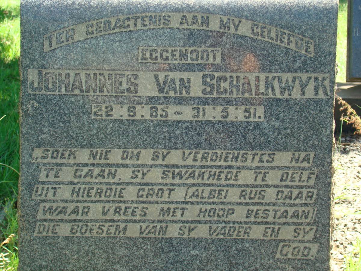 SCHALKWYK Johannes, van 1885-1951