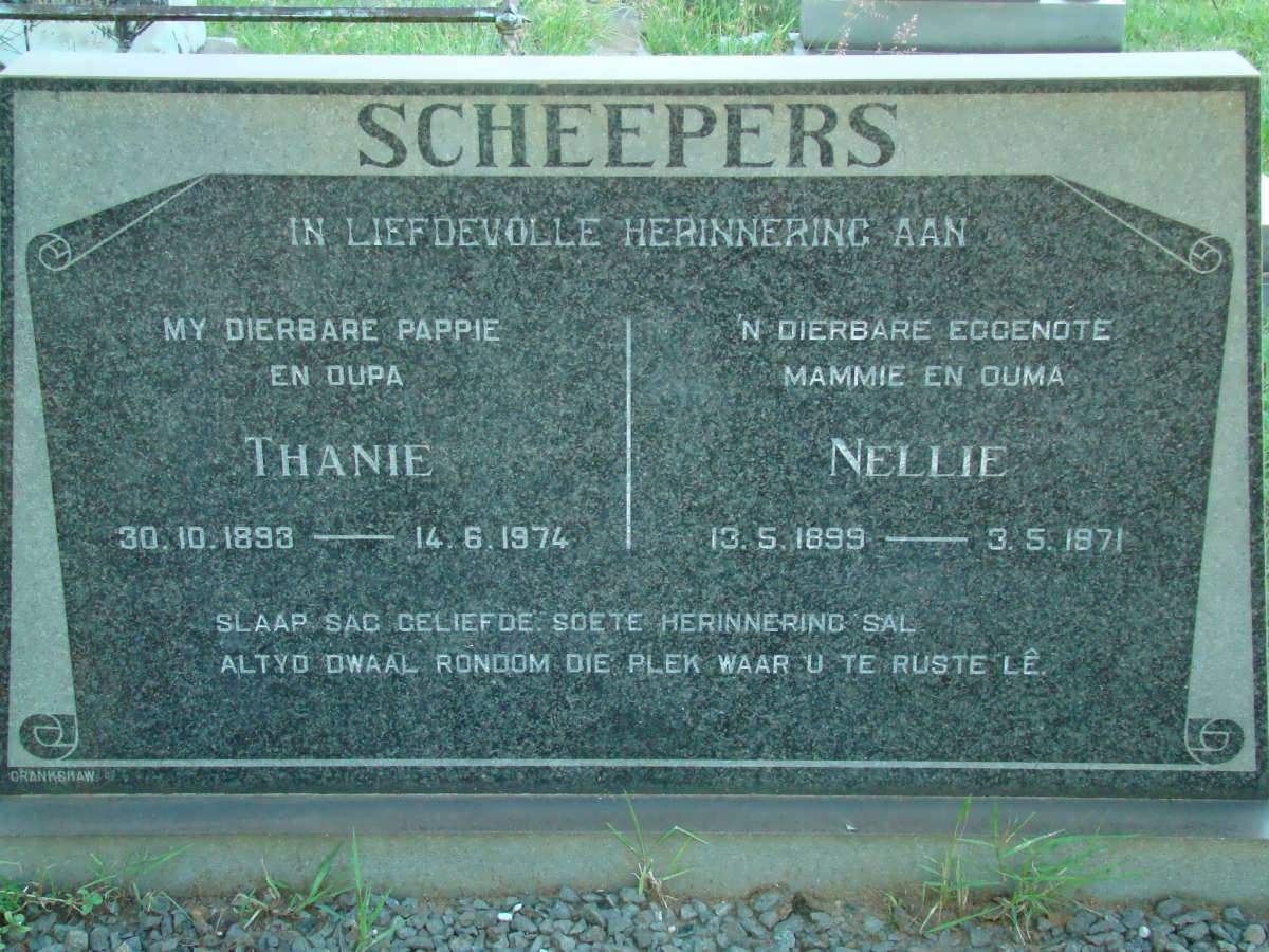 SCHEEPERS Thanie 1893-1974 &amp; Nellie 1899-1971
