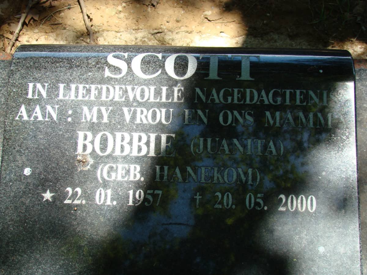 SCOTT Juanita nee HANEKOM 1957-2000