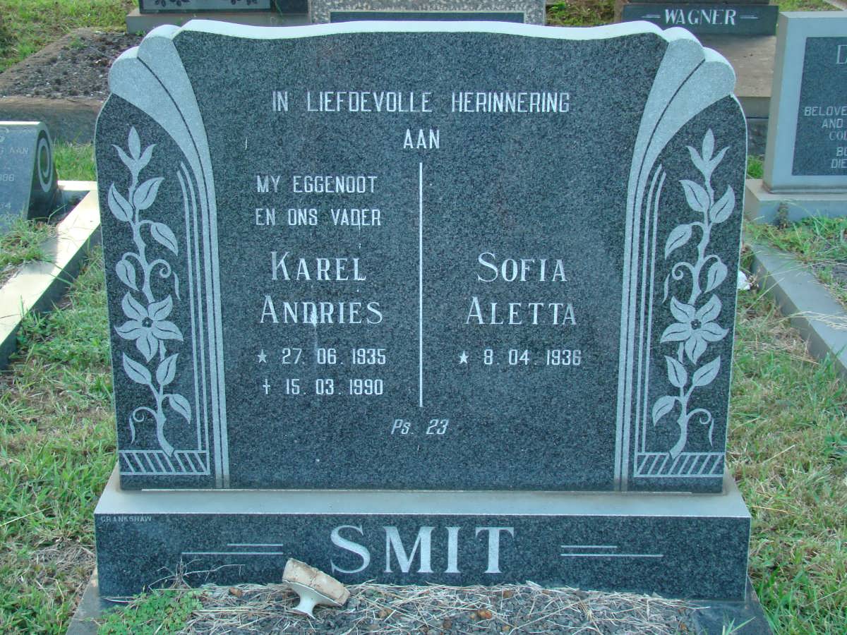 SMIT Karel Andries 1935-1990 &amp; Sofia Aletta 1936-