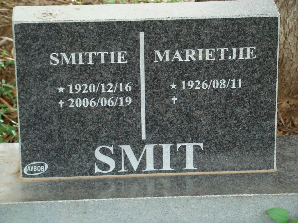 SMIT Smittie 1920-2006 &amp; Marietjie 1926-