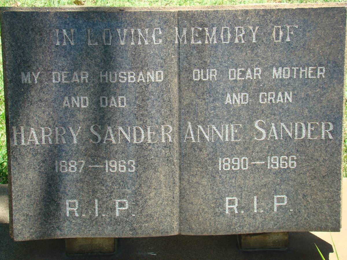 SANDER Harry 1887-1963 &amp; Annie 1890-1966