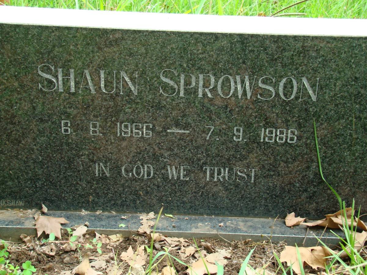 SPROWSON Shaun 1966-1986