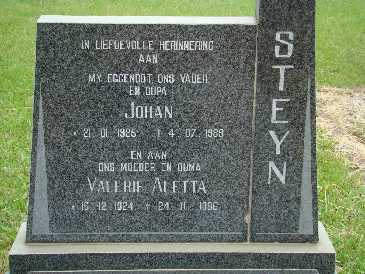 STEYN Johan 1925-1989 &amp; Valerie Aletta 1924-1996