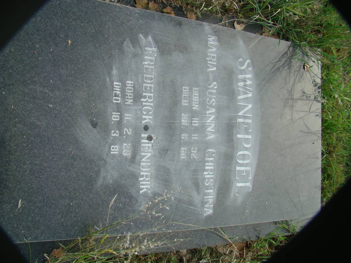 SWANEPOEL Frederick Hendrik 1929-1981 &amp; Maria Susanna Christina 1932-1960